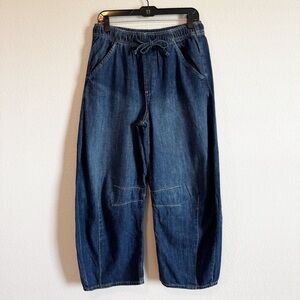 Gap Women's Dark Indigo Horseshoe Barrel Drawstring Jeans Size Small